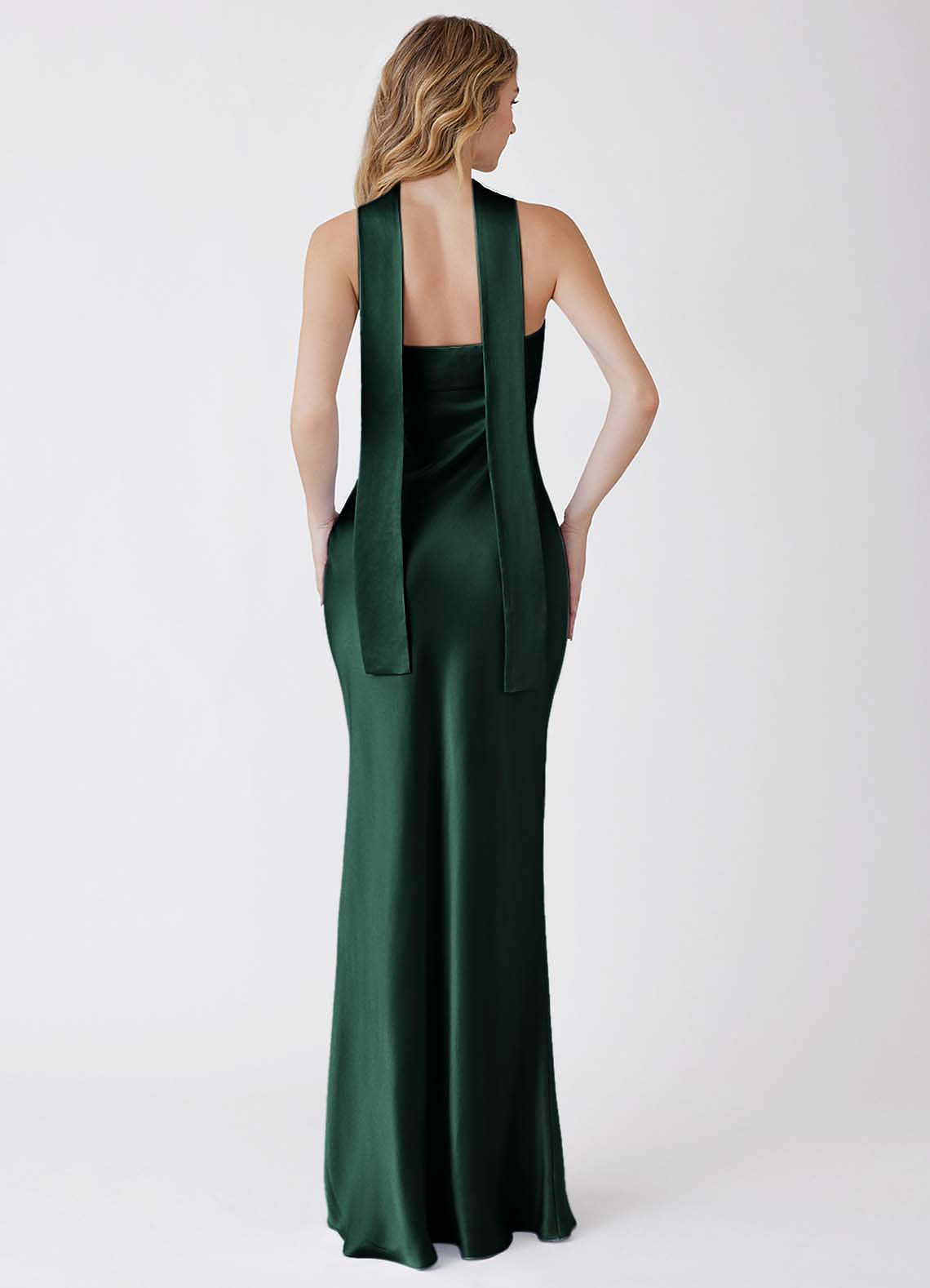 Azazie Floor-Length Maxi Dresses Mermaid Wedding Guest Formal Semi-Formal Dresses Strapless Forest Green