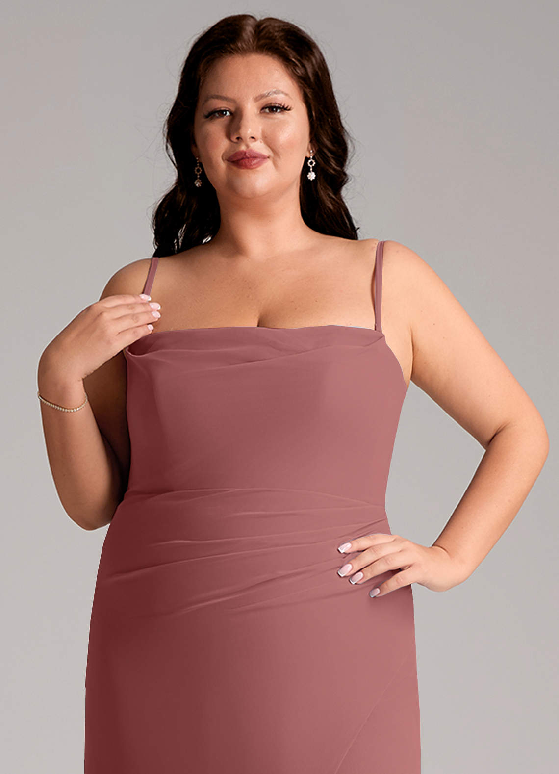 Azazie Leonis Bridesmaid Dresses Amethyst Sheath Strapless Chiffon Convertible Dress image14