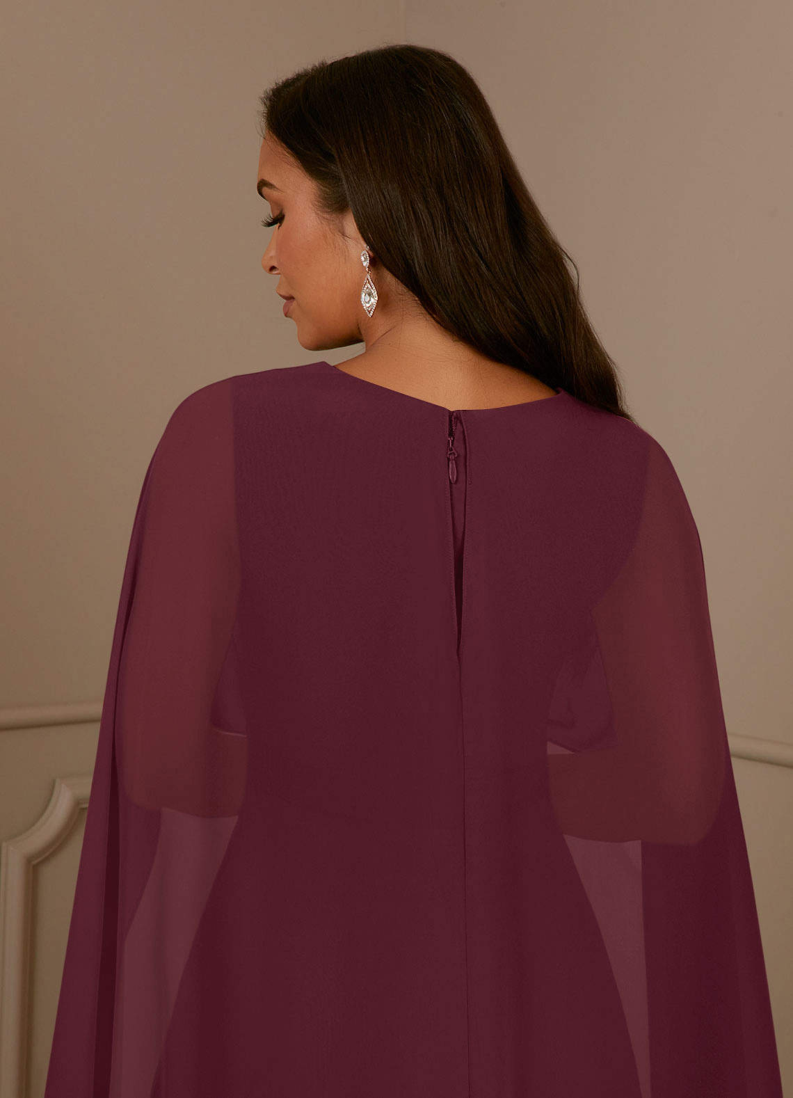 Azazie Isa Mother of the Bride Dresses Cabernet A-Line V-Neck Pleated Chiffon Dress image11