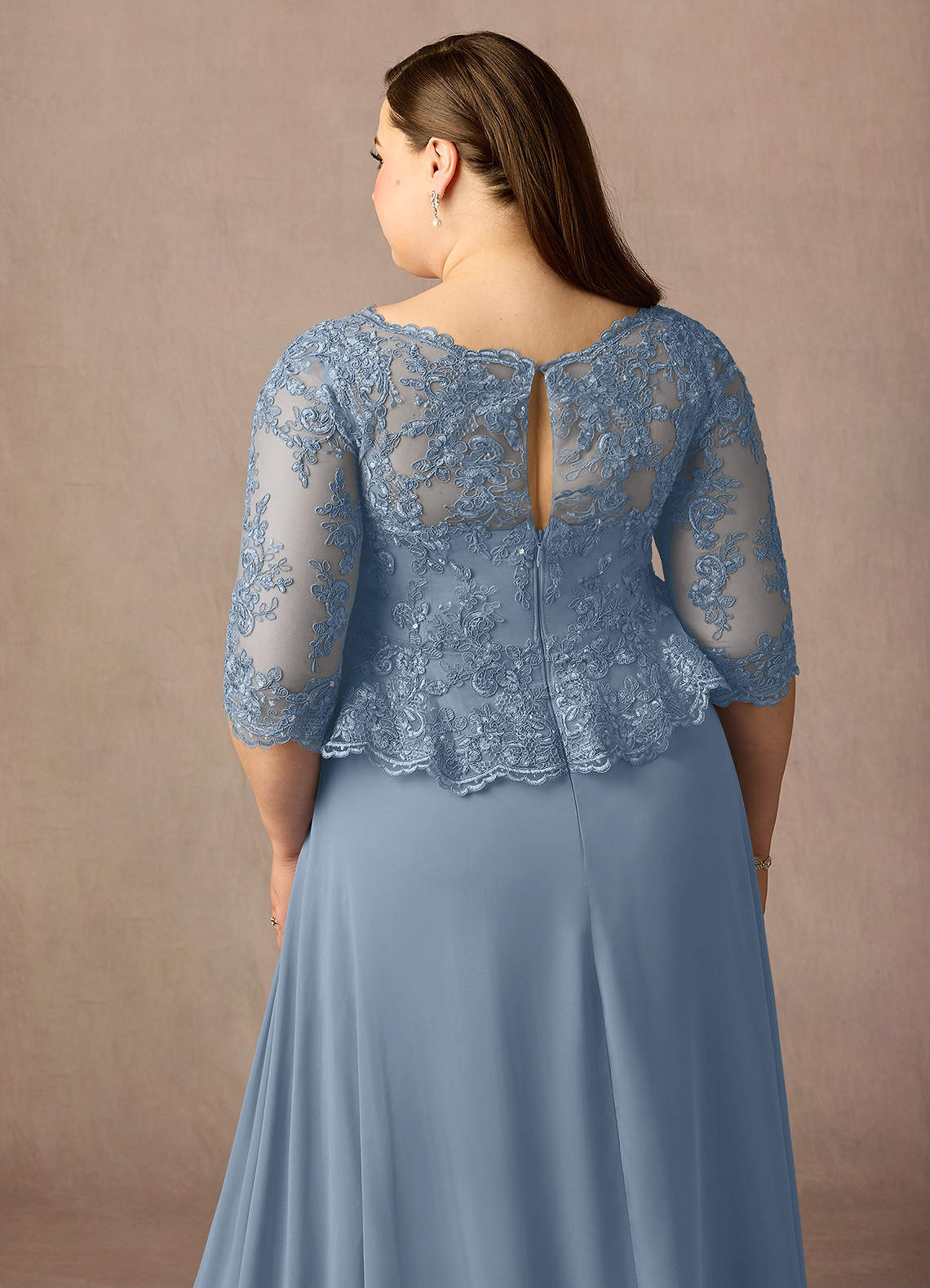 Azazie Averie Mother of the Bride Dresses Dusty Blue A-Line Boatneck Sequins Chiffon Dress image12