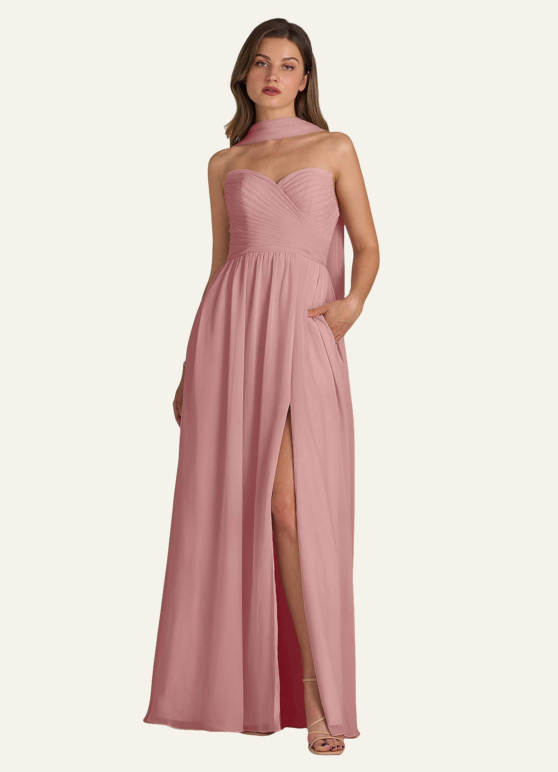 front Azazie Matching Color Chiffon Scarf