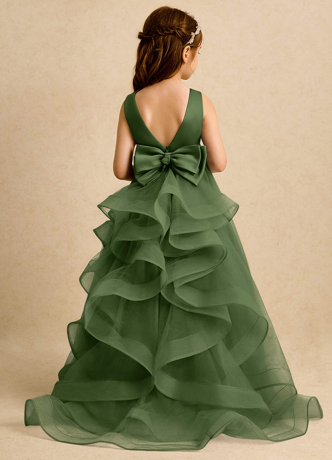 olive green tulle dress Lace & Beads tulle tiered maxi dress in olive green