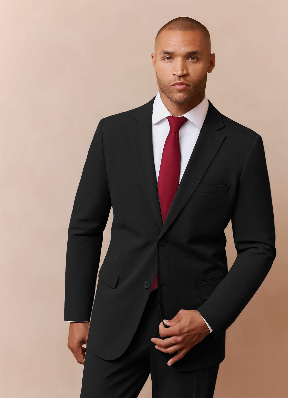 front Savile Black Wool Blend Suit Jacket