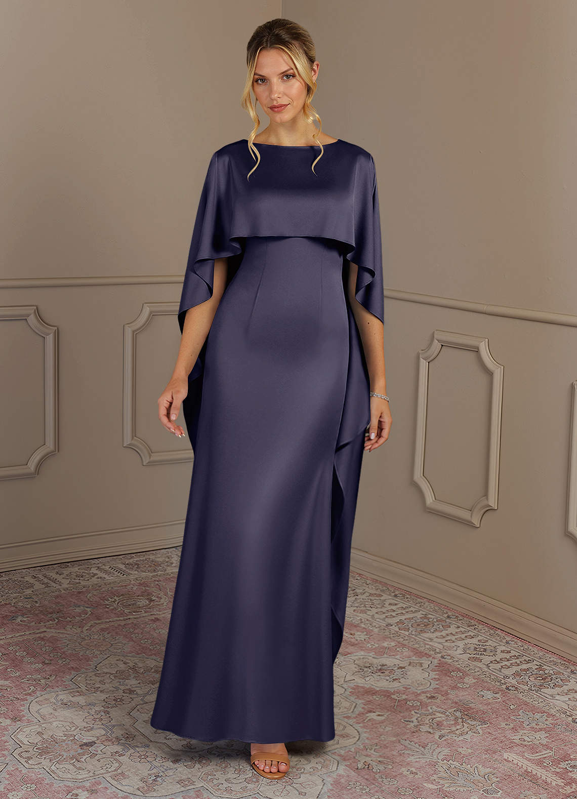 Azazie Eli Klänningar till brudens mor Klä Tubklänning i Stretch Satin Båthals Stormig image3