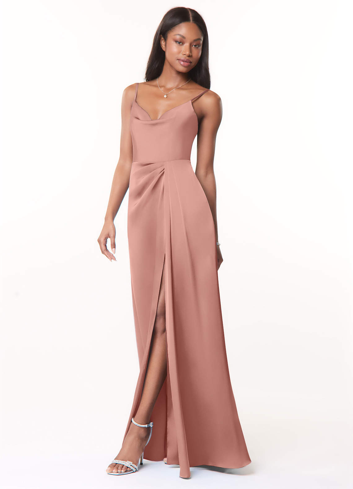 Azazie Brielle Rosette Stretch Satin Bridesmaid Dresses | Azazie