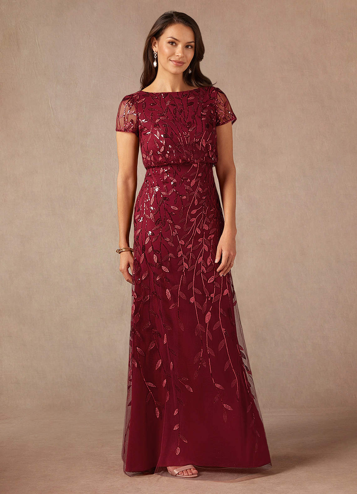 Azazie Lehi vestidos de madre de la novia Vestido de Cabernet de Lentejuelas de Corte En A image2