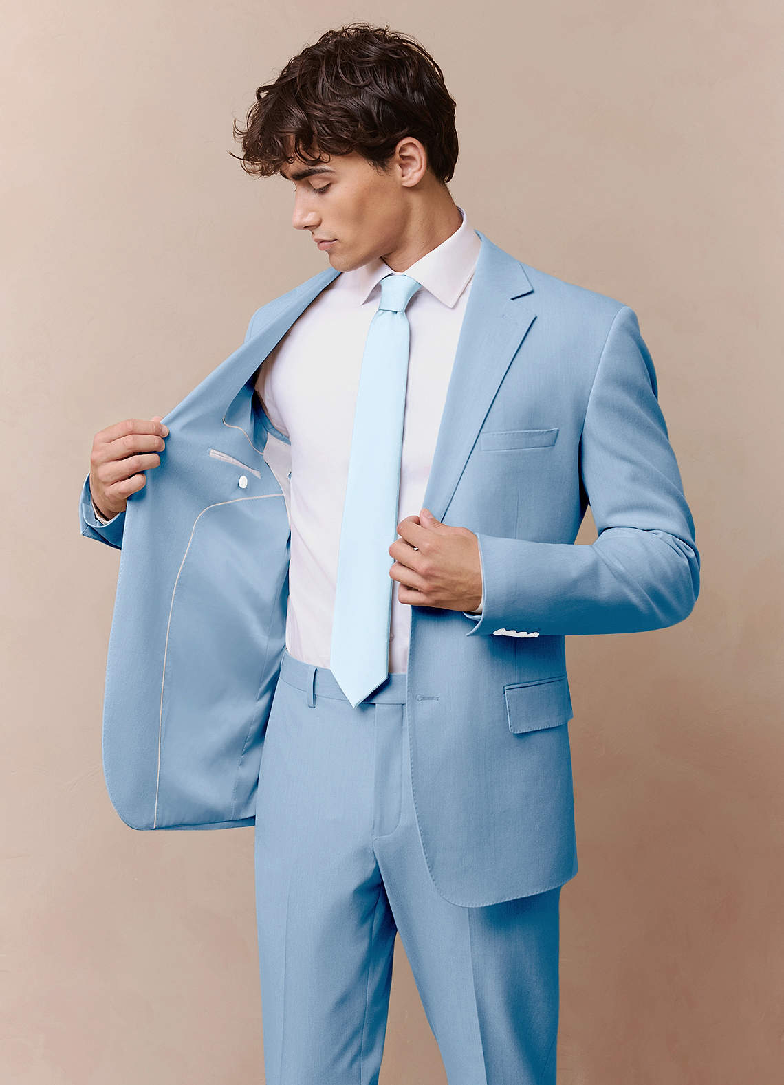 front James Sky Blue Structured Stretch Suit Jacket