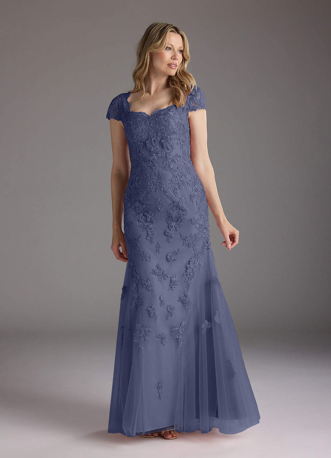 Azazie Marbella Mother of the Bride Dresses Stormy Mermaid Queen Anne Sequins Lace Dress image1