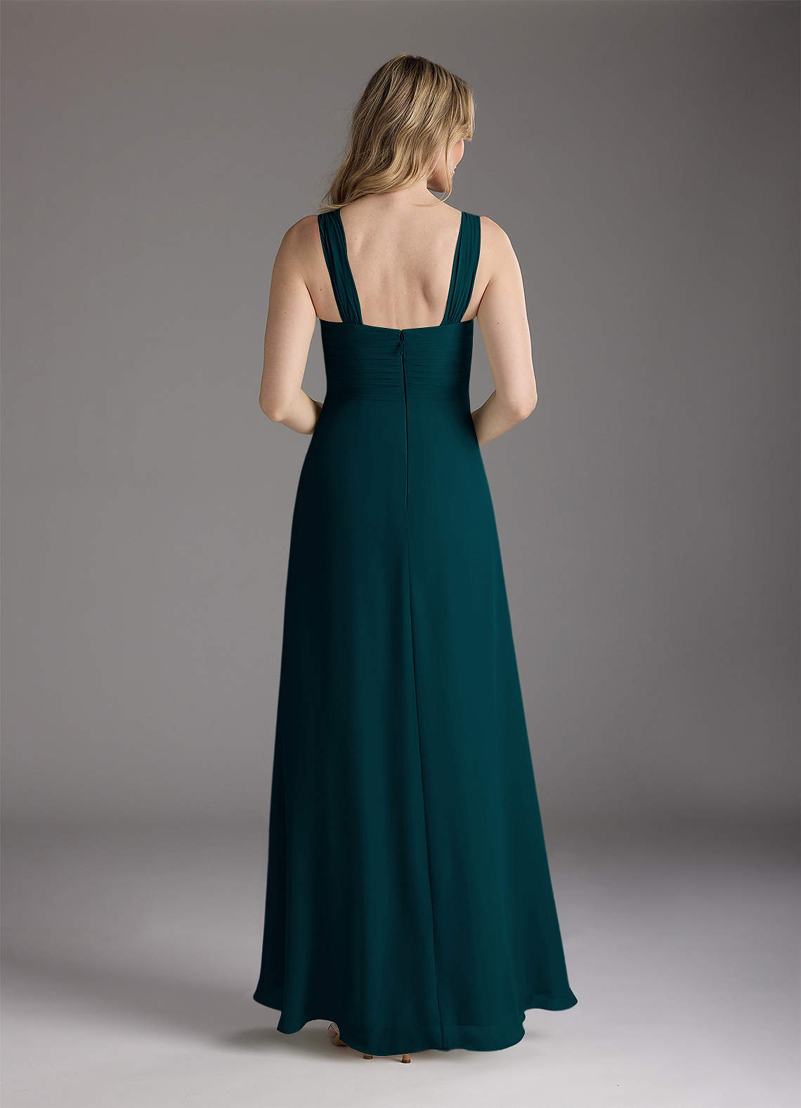 Azazie Weisz Mother of the Bride Dresses Pine A-Line Square Neckline Pleated Chiffon Dress image5