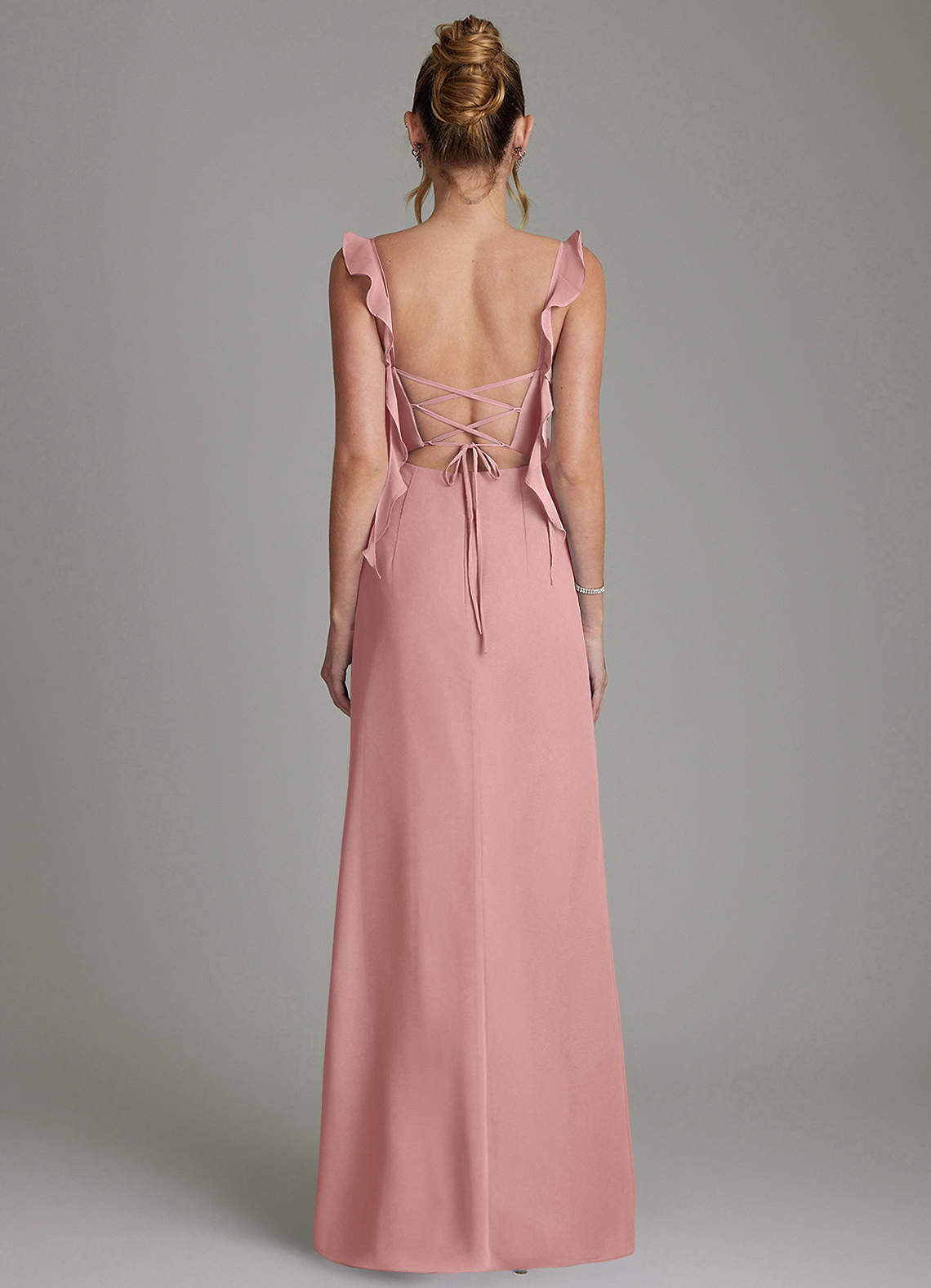 Azazie Jessamine Bridesmaid Dresses Dusty Rose Mermaid Corset Chiffon Dress image6