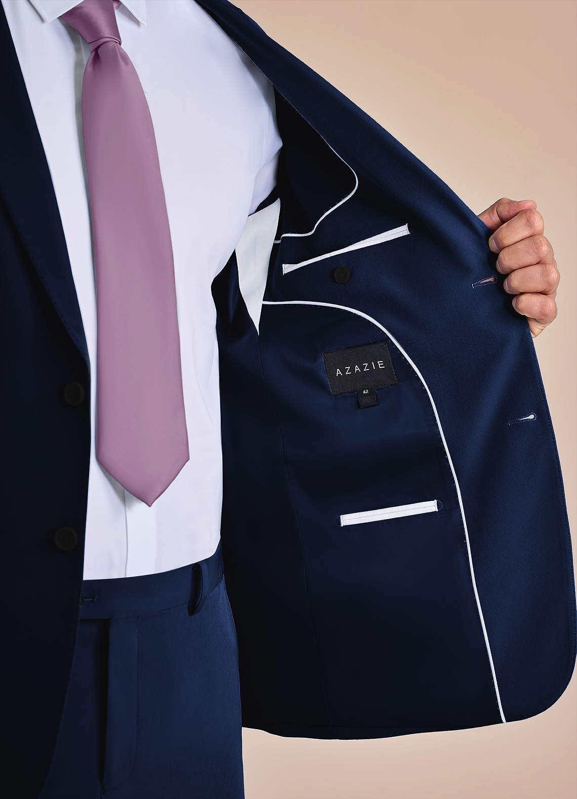 front James Blue Structured Stretch Suit Jacket