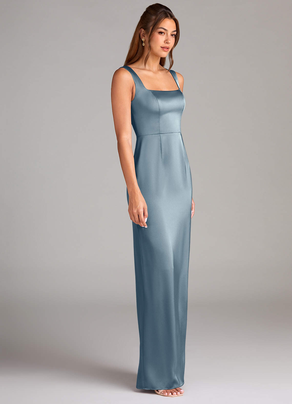 azazie blue floral bridesmaid dress Lace-Sleeve La Femme Plus-Size Formal Dress main image 1
