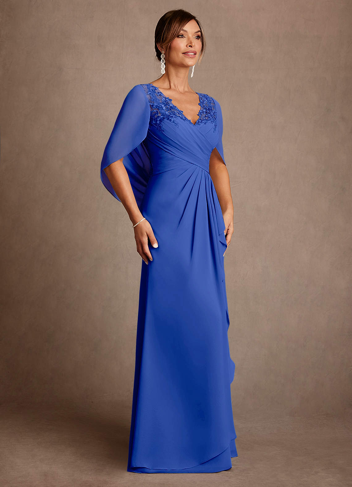 Azazie Santa Clara Mother of the Bride Dresses Royal Blue A-Line Lace Dress image2