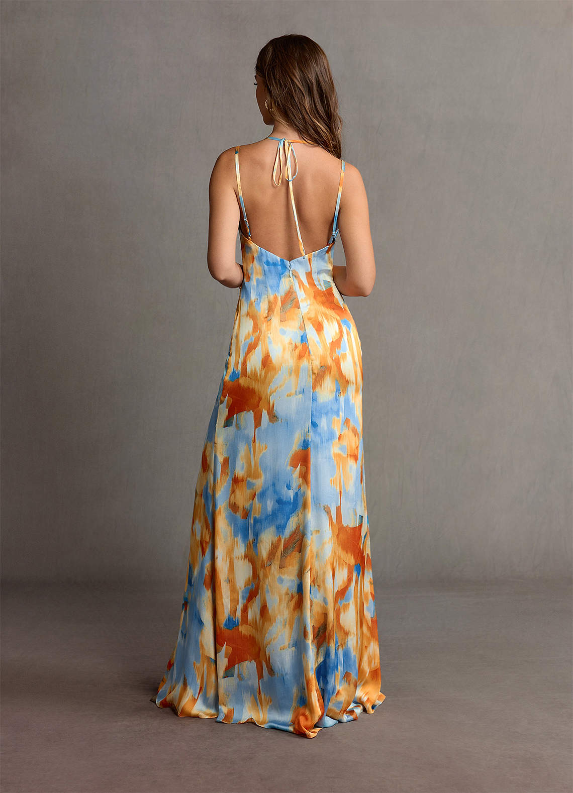 Portia Blue Caribbean Print Maxi Dress Ready to Ship
