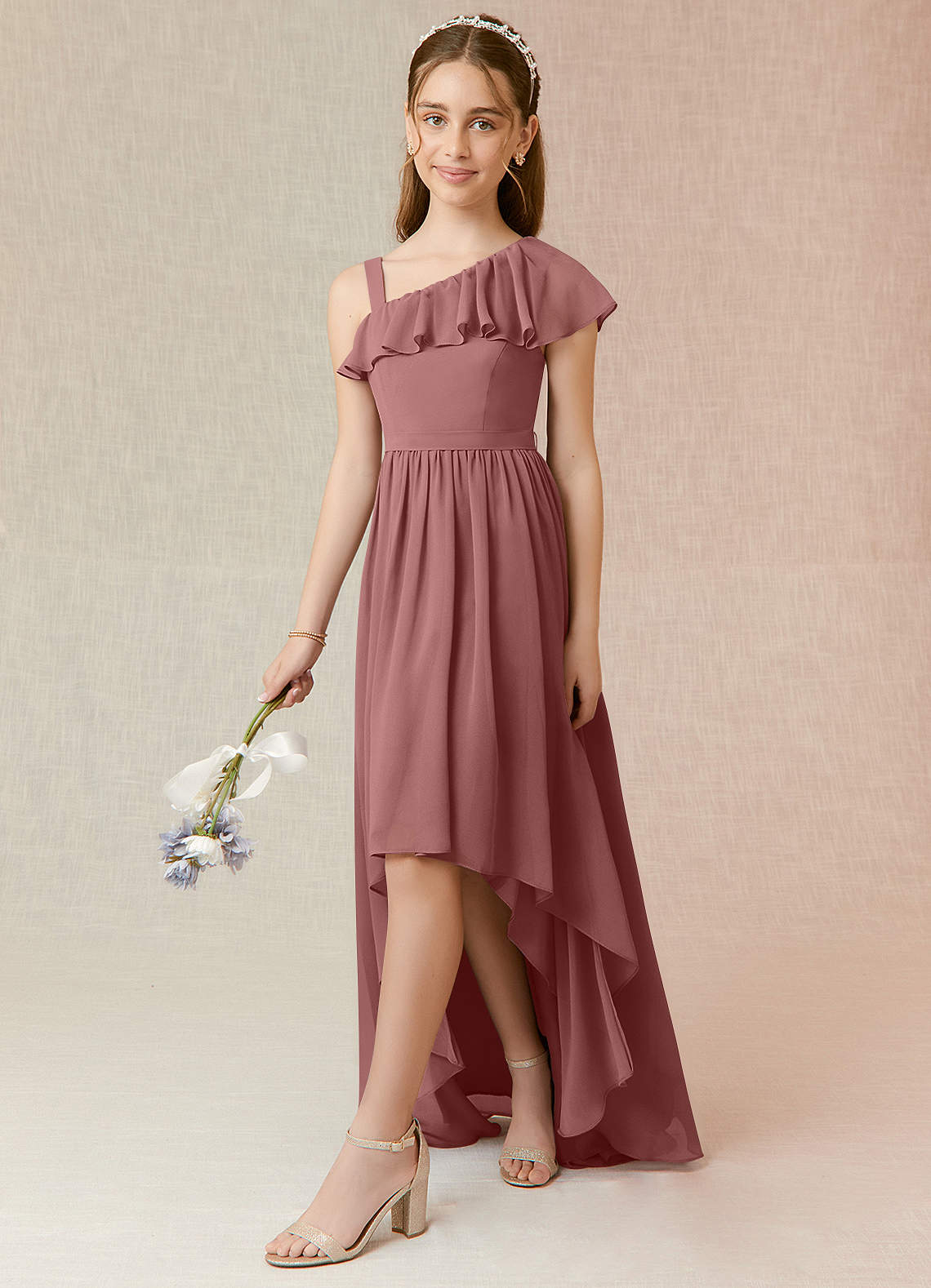 Azazie Mango Junior Bridesmaid Dress in Desert Rose | Azazie DE