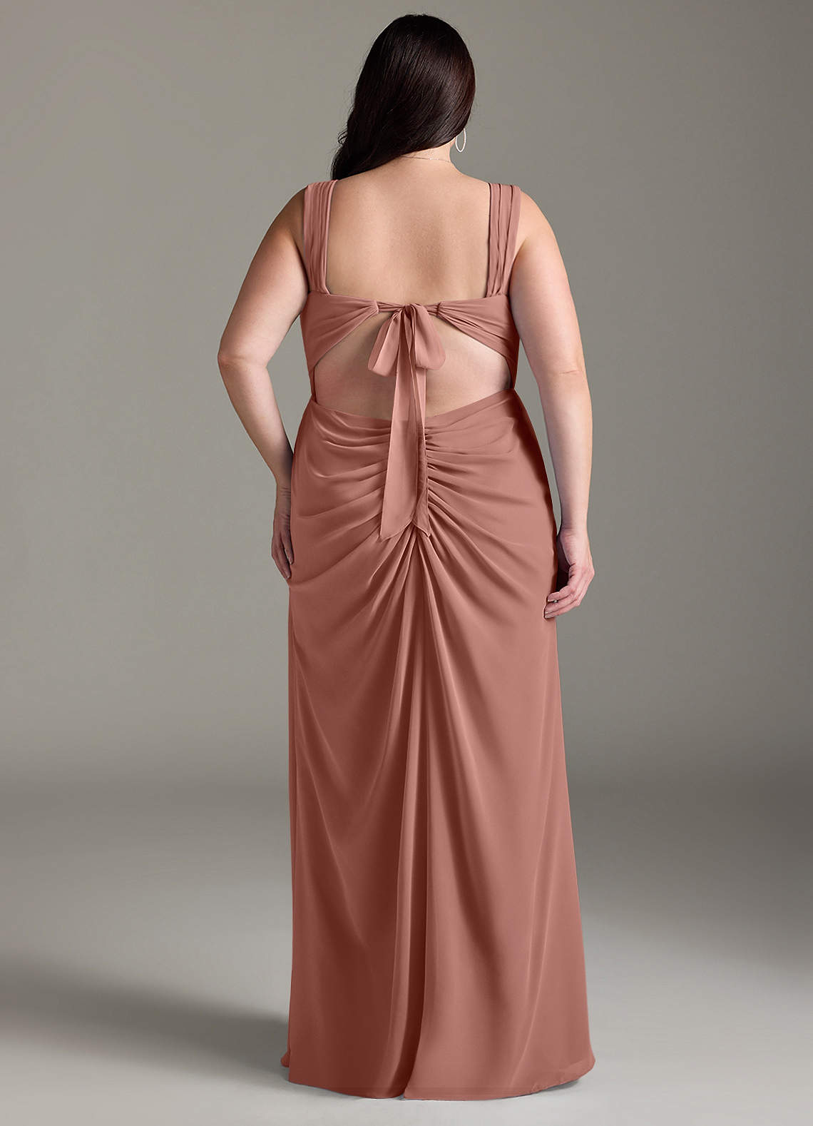 Azazie Jesaphine Bridesmaid Dresses Cedar Rose Sheath Bow Chiffon Dress image8