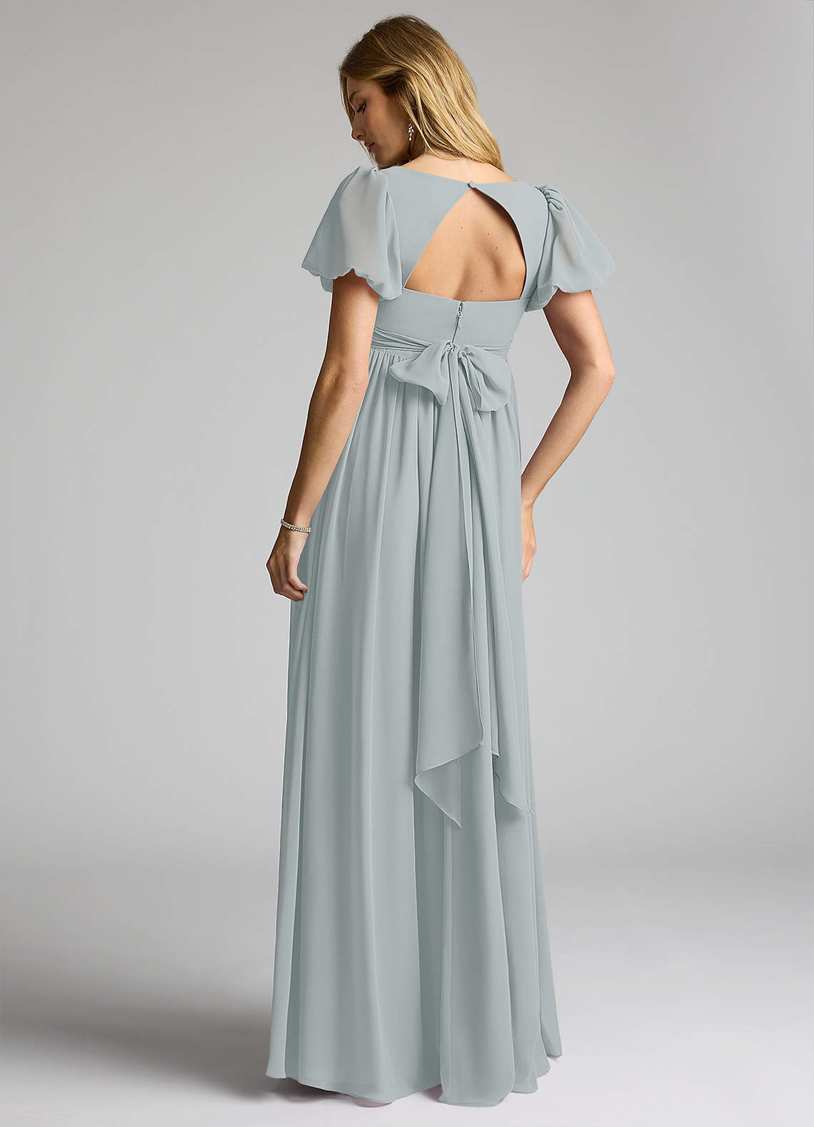 Azazie Madisynn Maternity Bridesmaid Dresses Bow Chiffon Floor-Length Dress image1