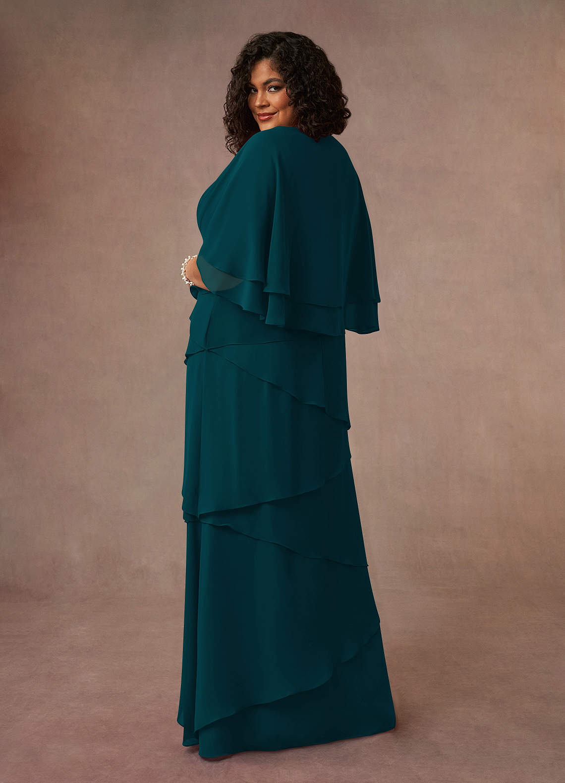 Azazie OHara Mother of the Bride Dresses Pine A-Line V-Neck Chiffon Dress image10