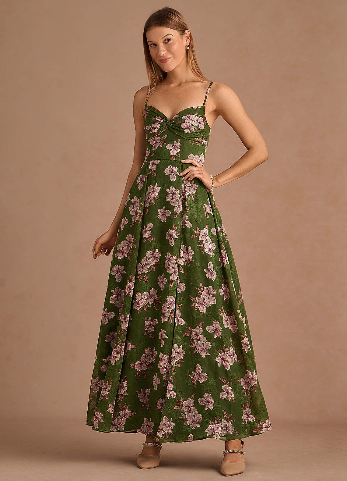 Robe Longue Vert Floral Amorelle image1