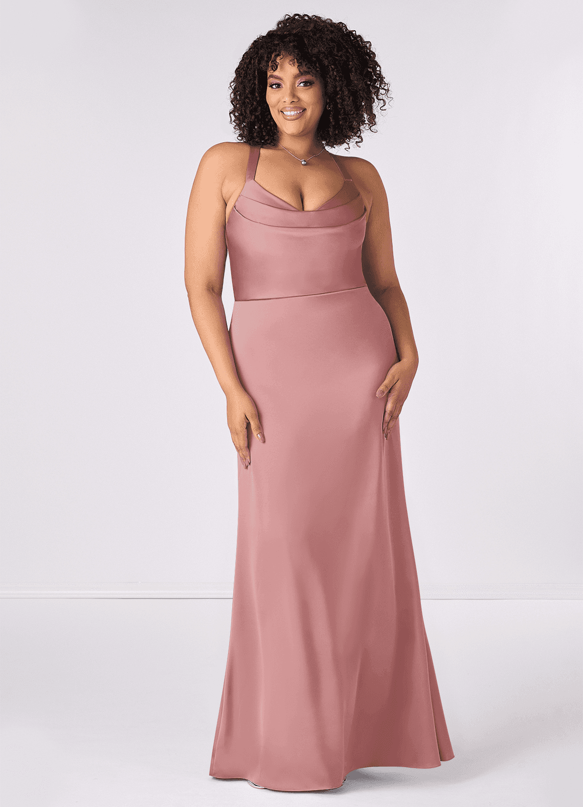 Barbie ♥ Azazie Bridesmaid Dresses Criss Cross Strap Stretch Satin Sheath Dress image5