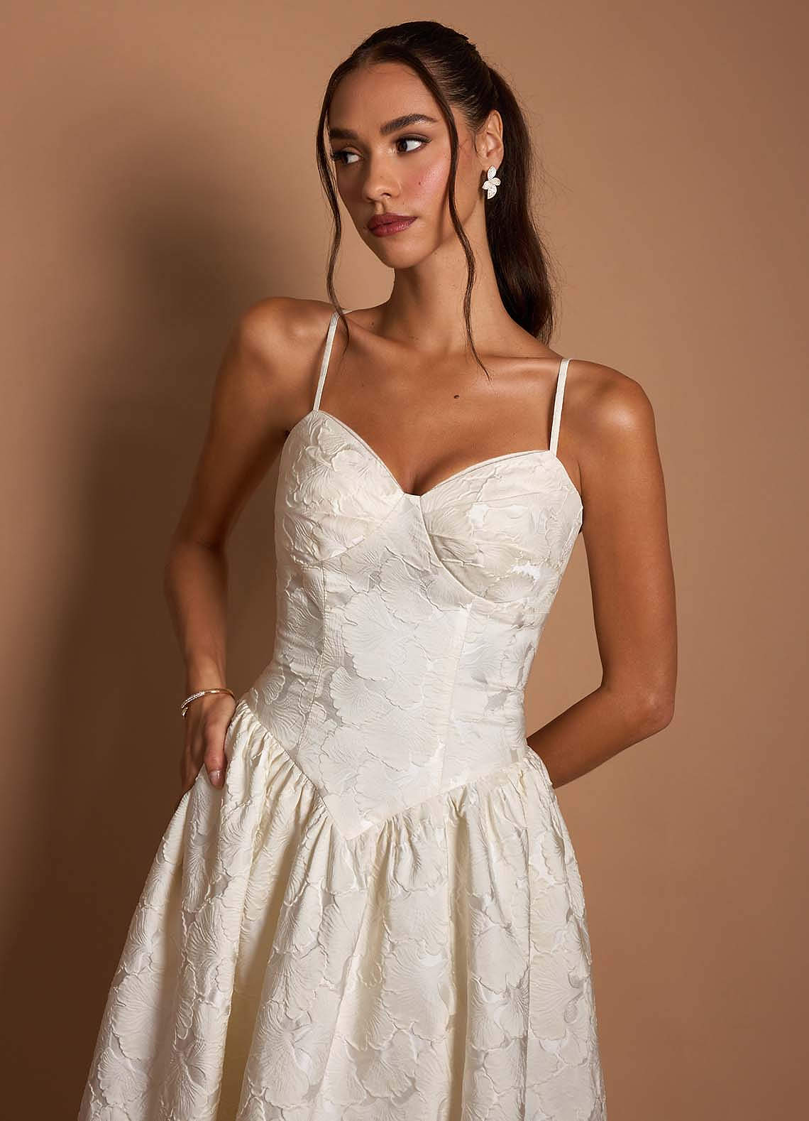 front Shiny Diamond Leaf Earrings