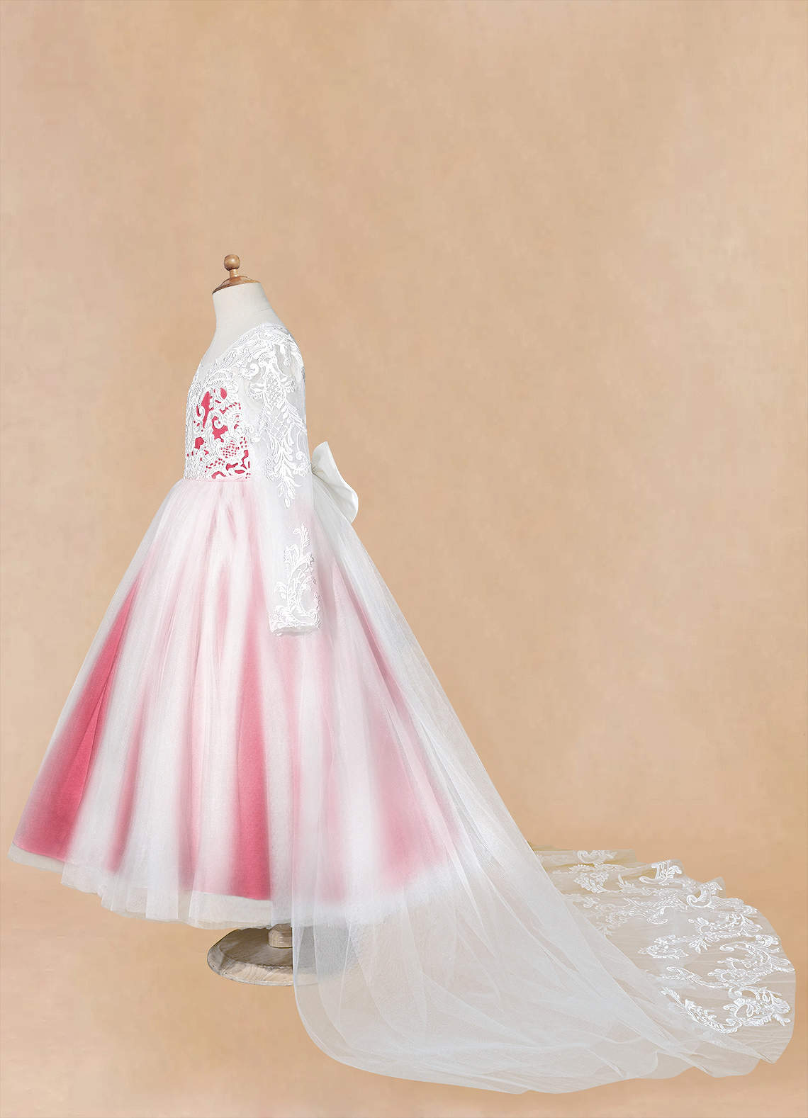 Azazie Elodie Ivory Scarlet Ball-Gown Lace Dress | Azazie