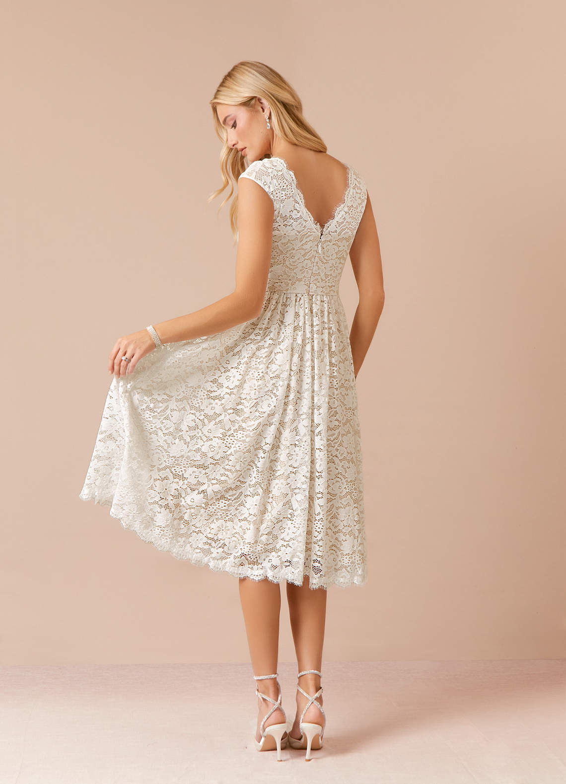 Azazie Ginnie Diamond White Nude A-Line Lace Dress | Azazie DE