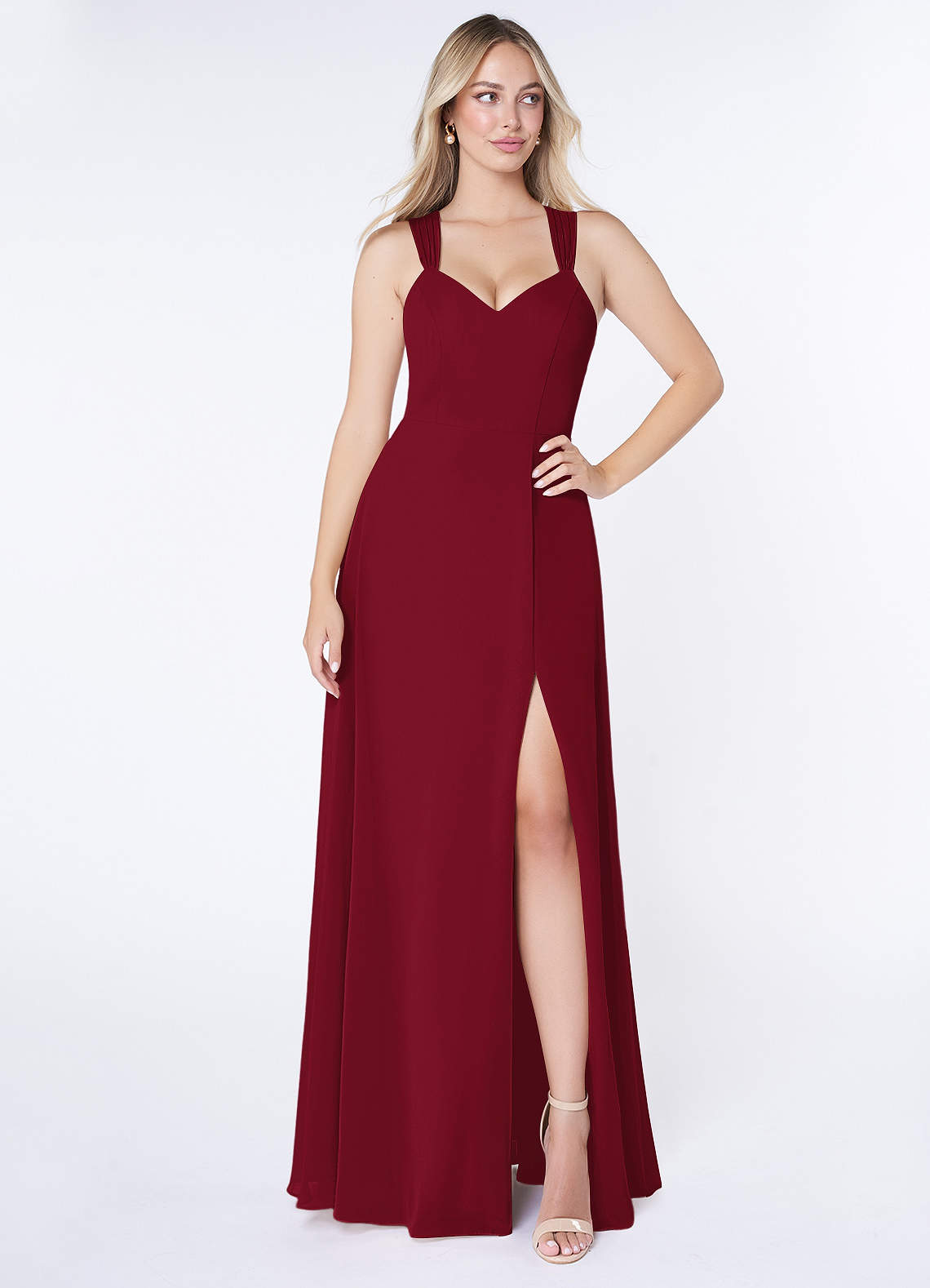 Azazie Jane Ready to Ship Burgundy Chiffon Bridesmaid Dresses | Azazie