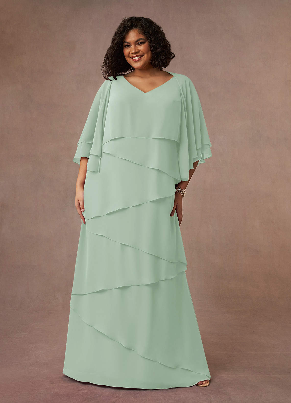 Azazie OHara Mother of the Bride Dresses Agave A-Line V-Neck Chiffon Dress image1