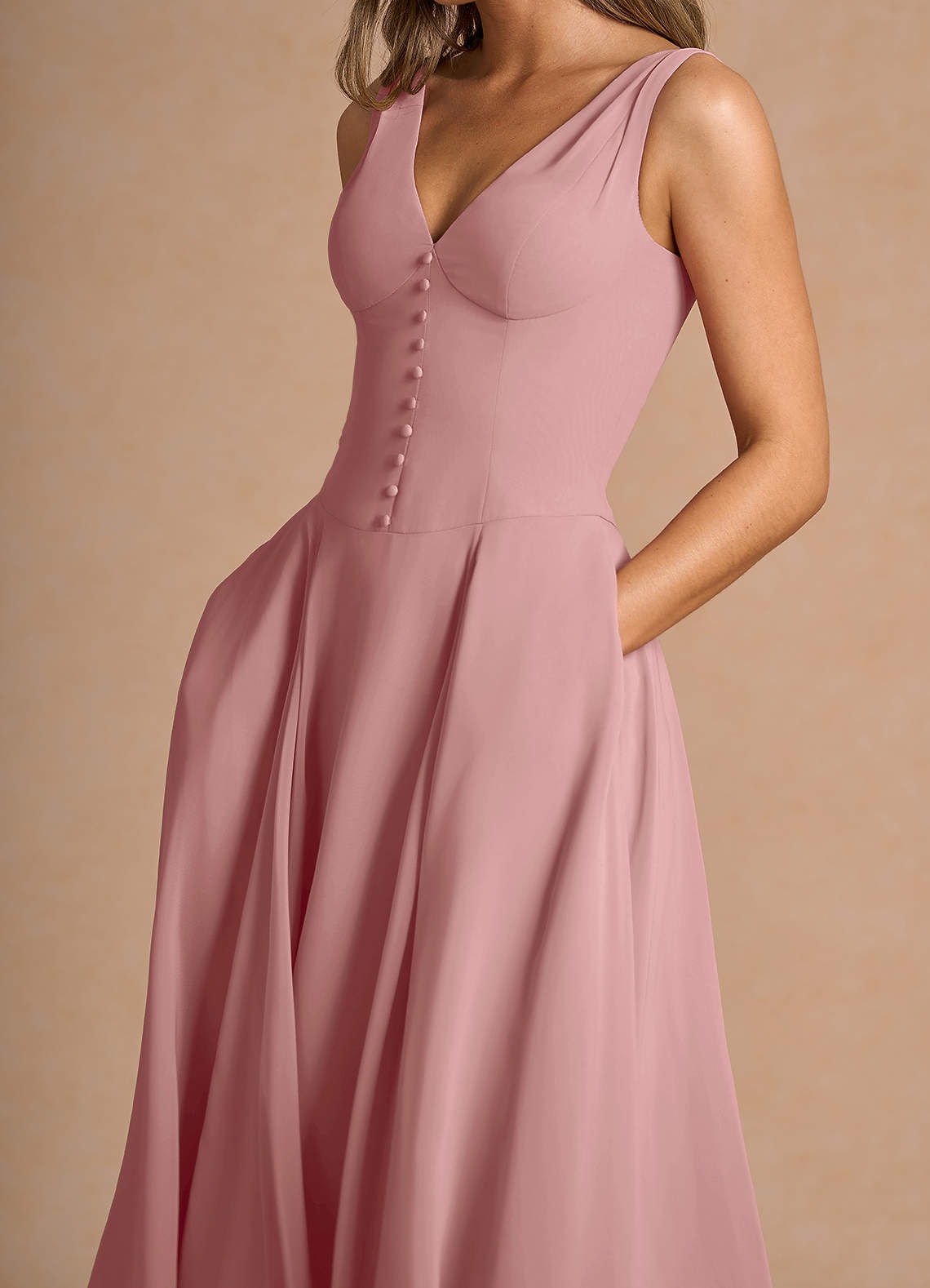 Robe Mi-Longue Rose Clair Delyla Azazie