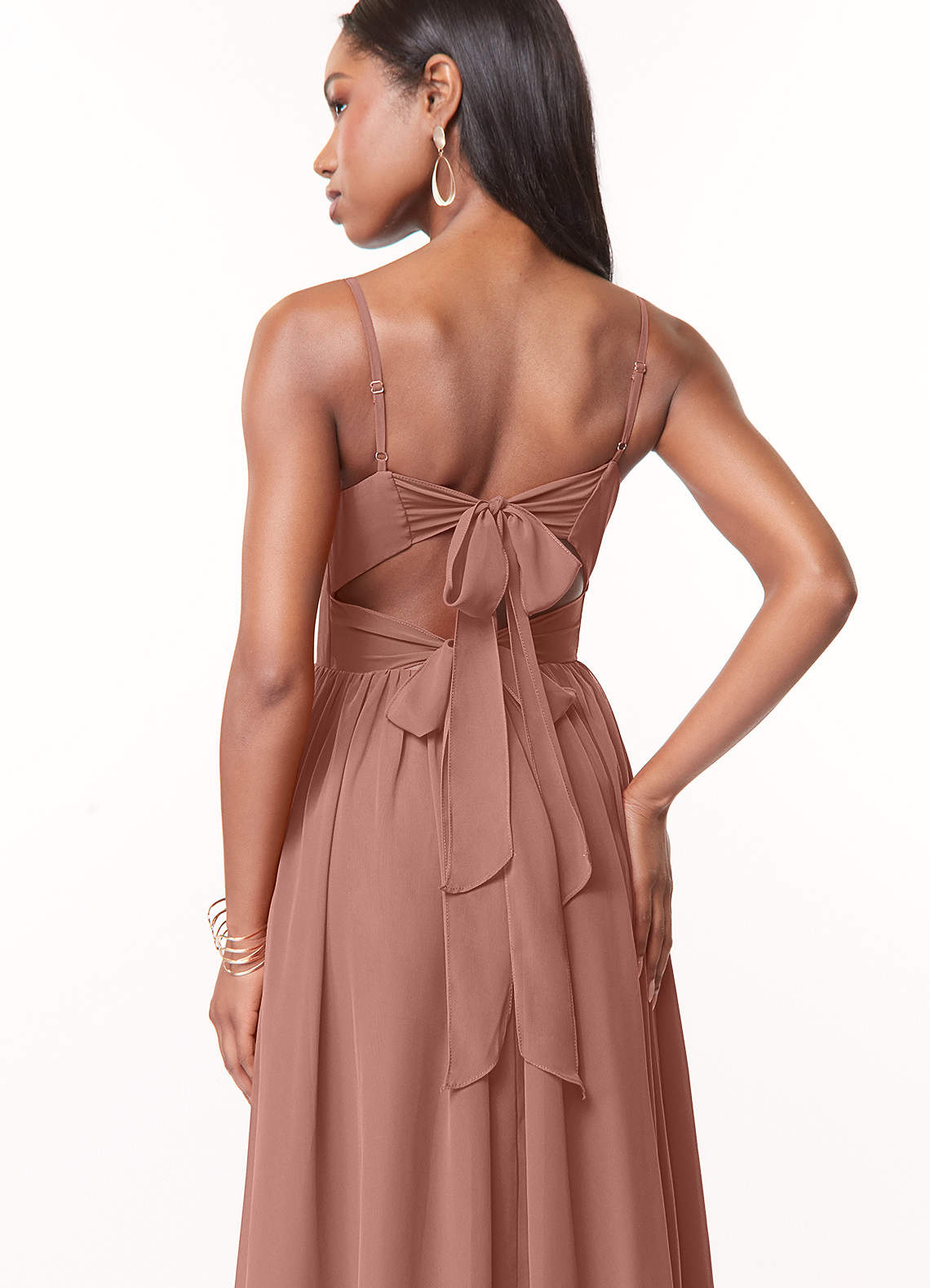 Azazie Zeya Bridesmaid Dresses Cedar Rose A-Line V-Neck Pleated Chiffon Dress image1