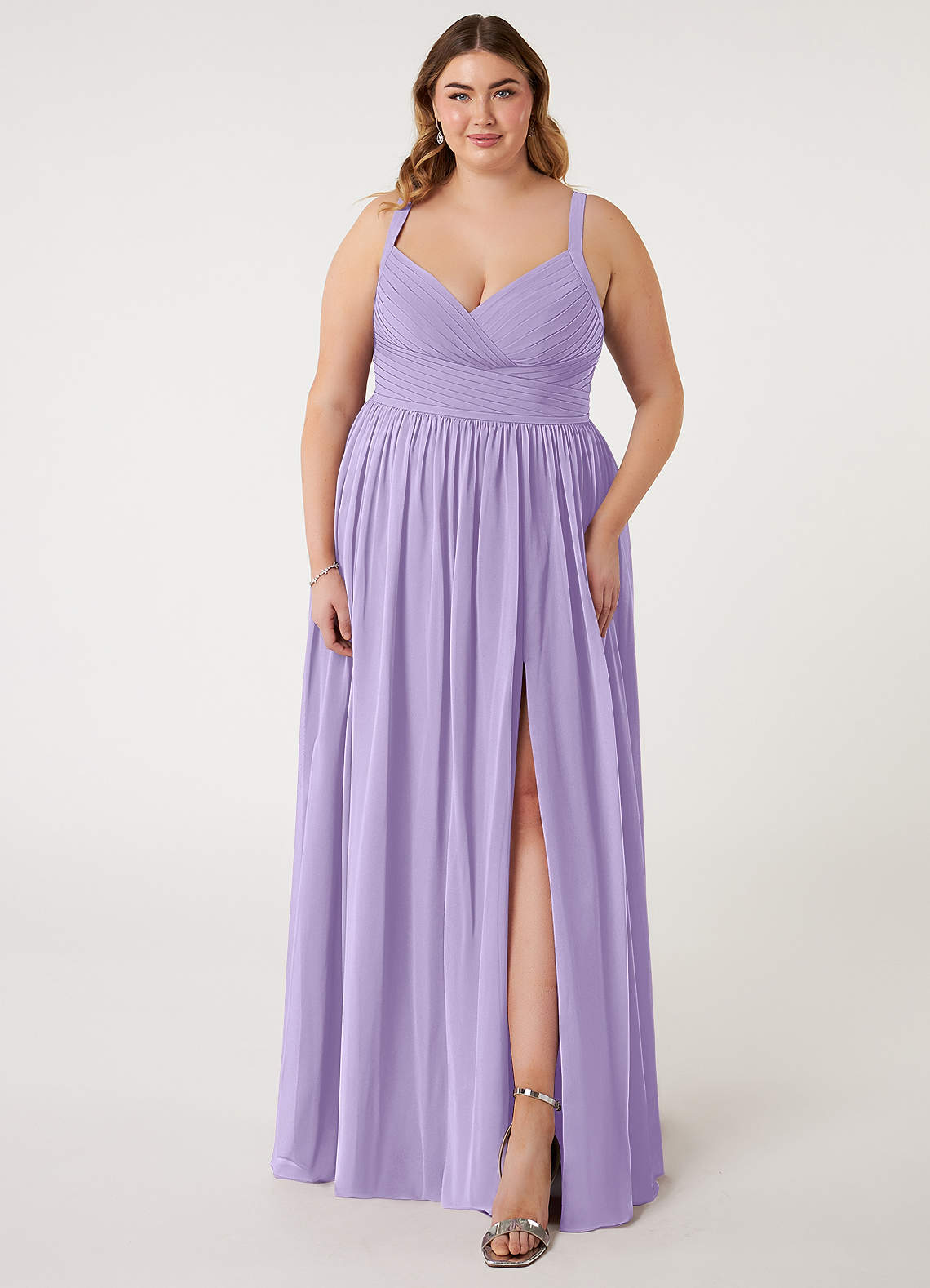 Azazie Chanel Bridesmaid Dresses Lilac A-Line Pleated Chiffon Dress image1