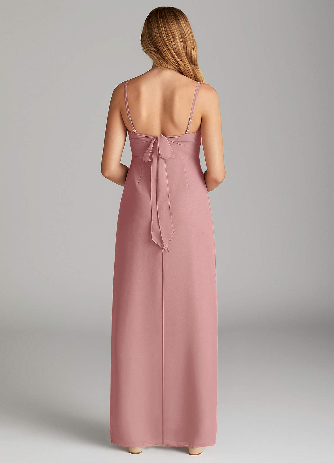 Azazie Mai Junior Dusty Rose Sheath Pleated Chiffon Dress image1
