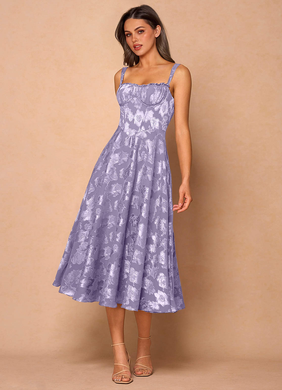Sylvie Lilac Midi Dress | Azazie