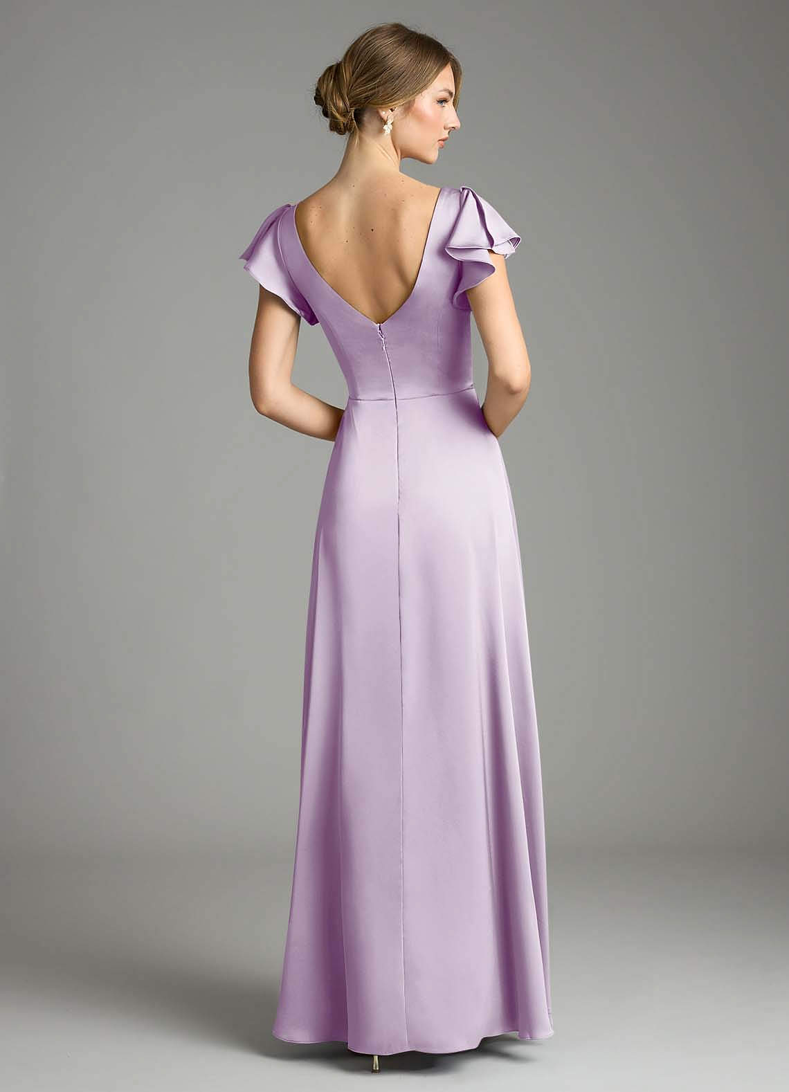 lilac gray bridesmaid dresses One Shoulder Chiffon Bridesmaid Dress