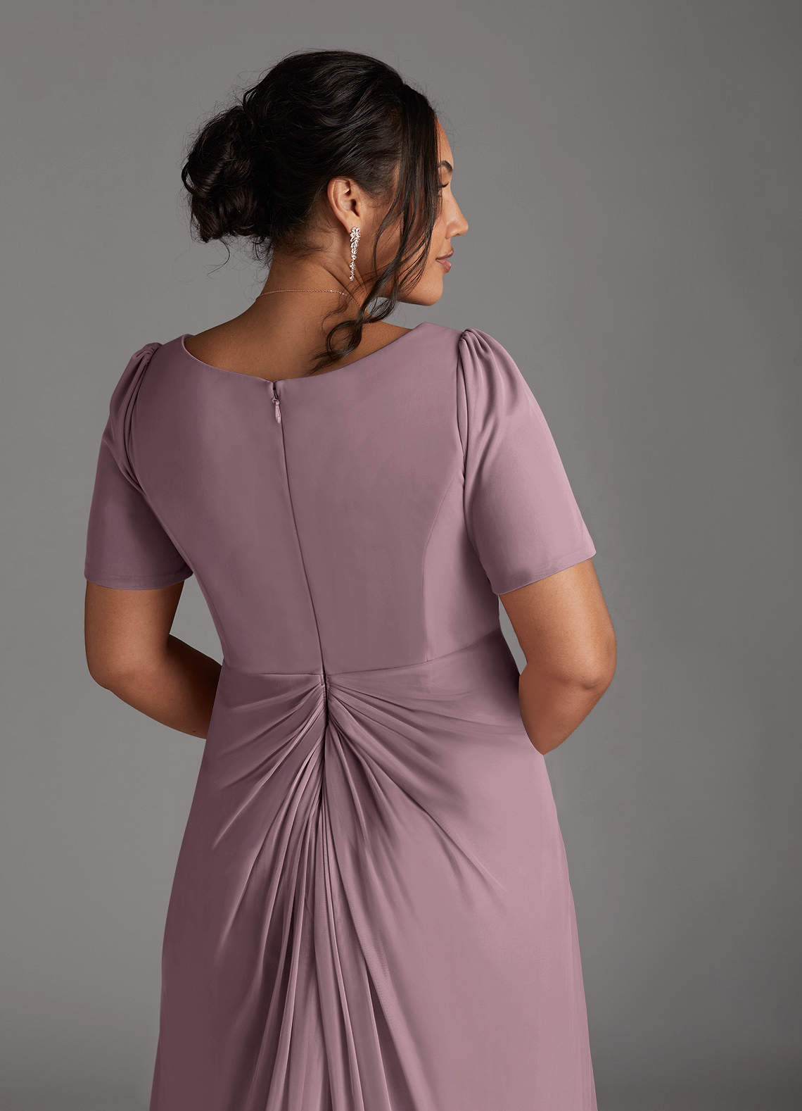 Azazie Bessie Mother of the Bride Dresses Dusty Rose A-Line Pleated Mesh Dress image9