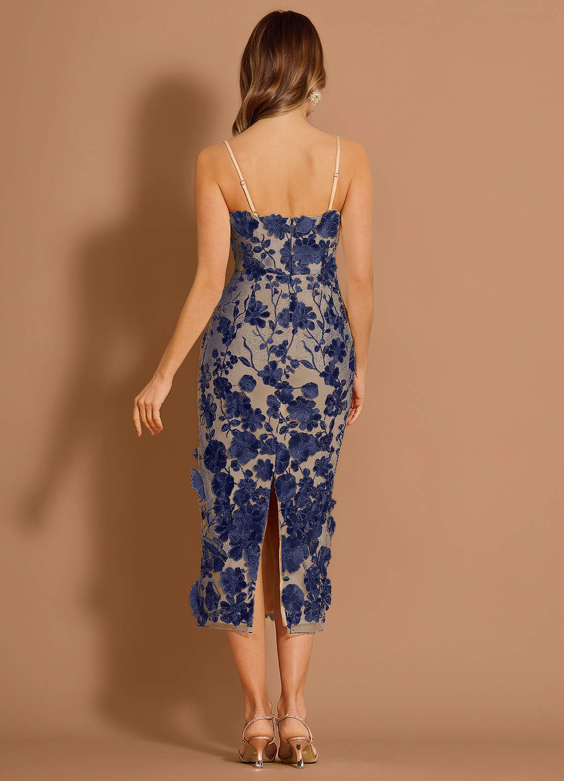 Della Navy Midi Dress | Azazie CA