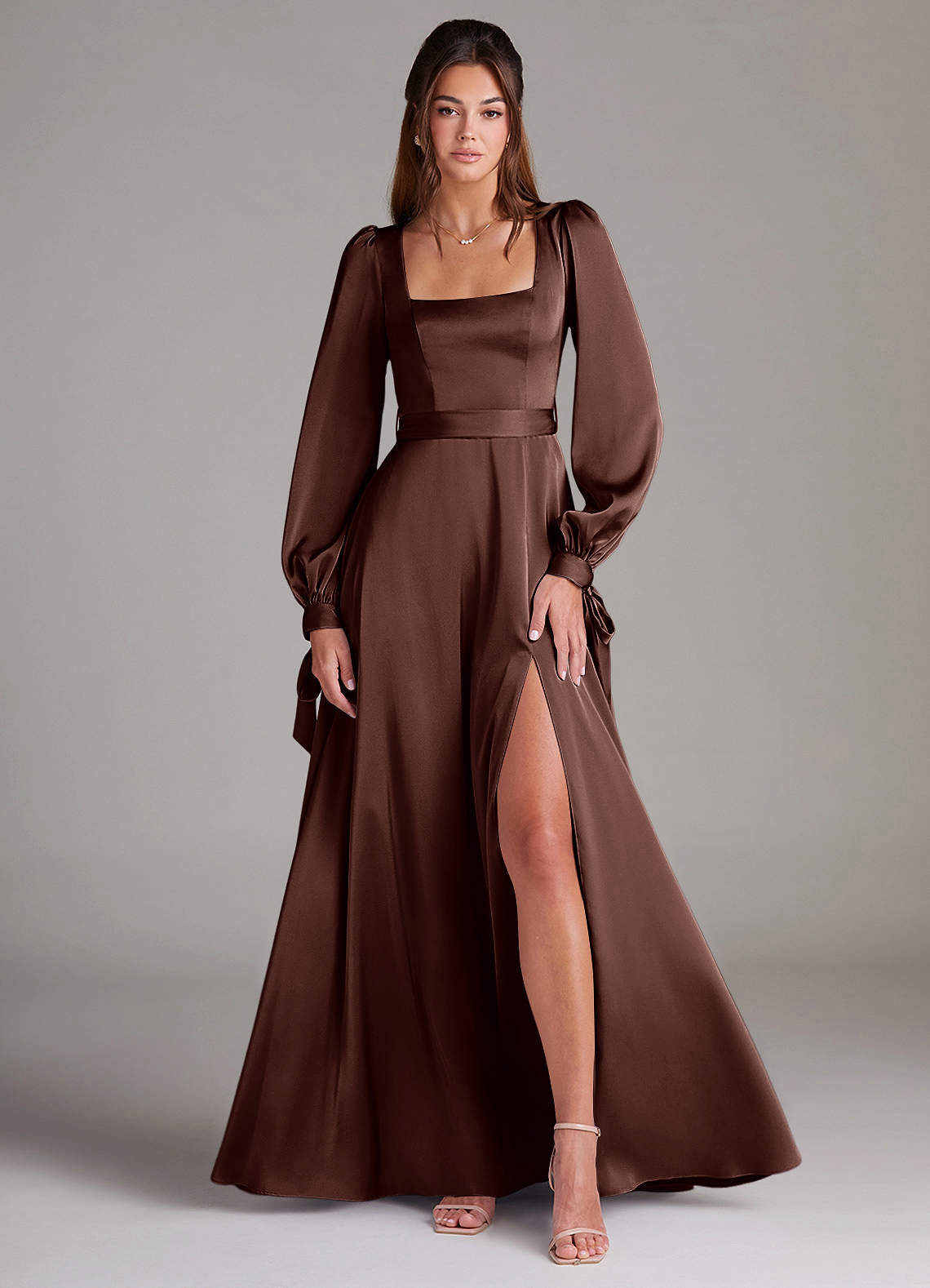 Leonia Mocha Coco Maxi Dress | Azazie