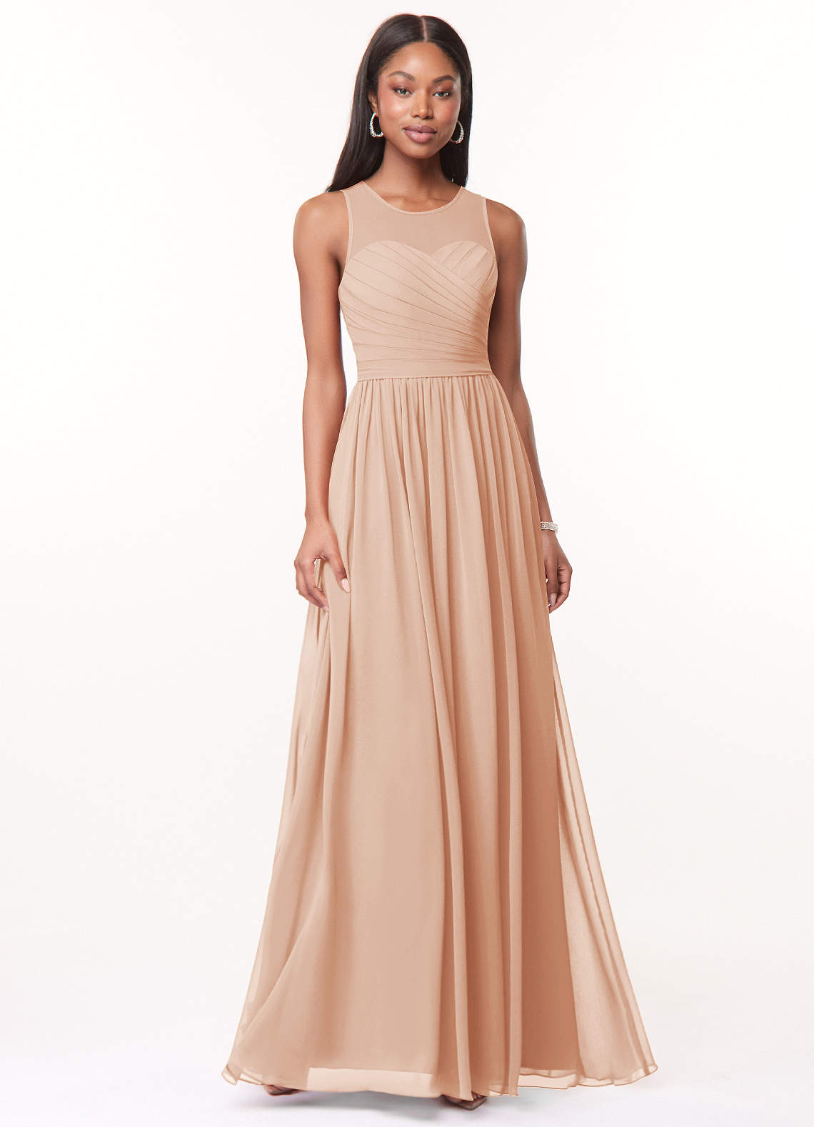Azazie Nina Bridesmaid Dresses English Rose A-Line Pleated Chiffon Dress image1