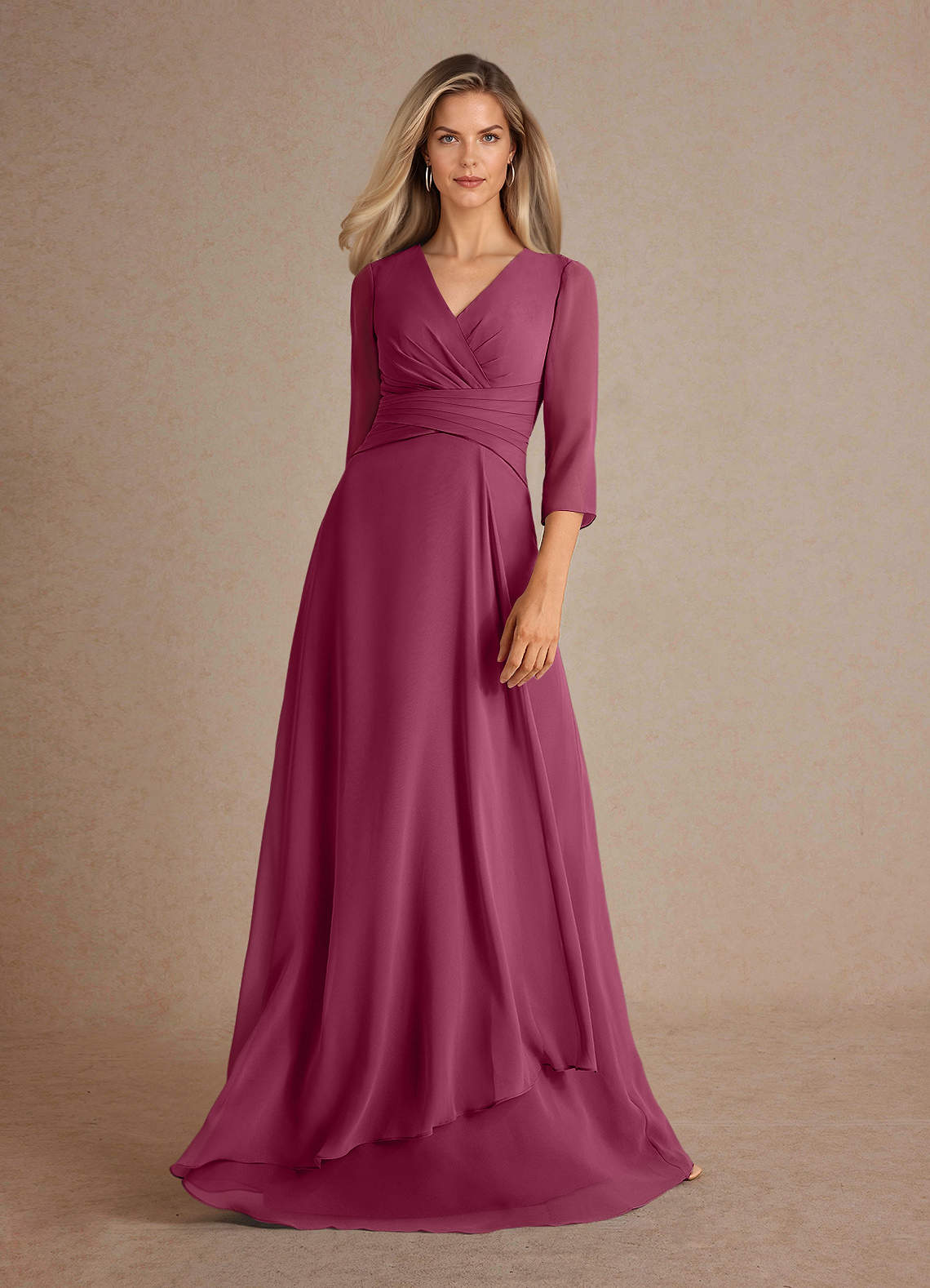 Azazie Mayfield Abiti per la Madre della Sposa Abito A-Line in Chiffon Plissettato Gelso image4