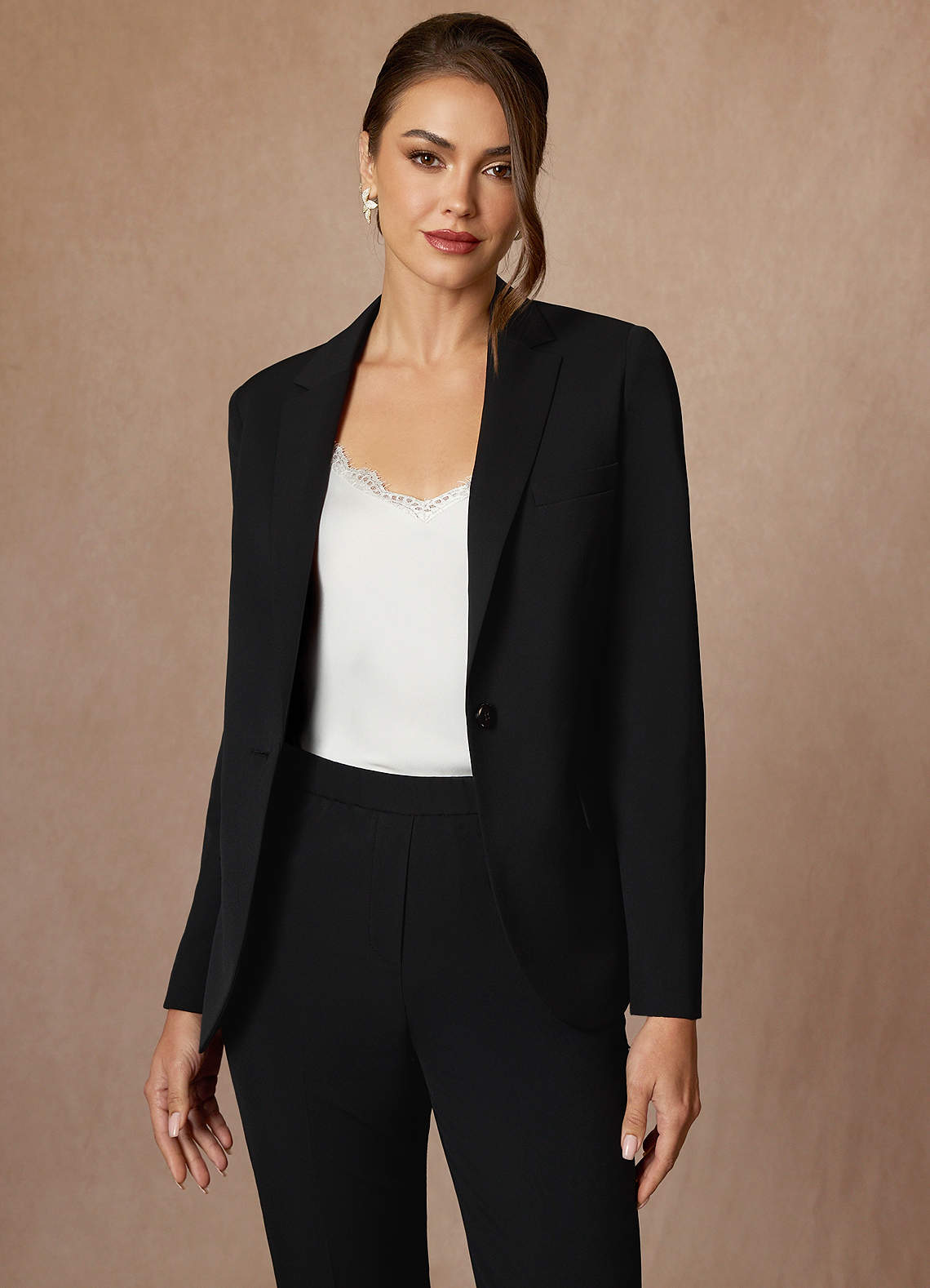 front Charlotte Black Refined Weave Blazer