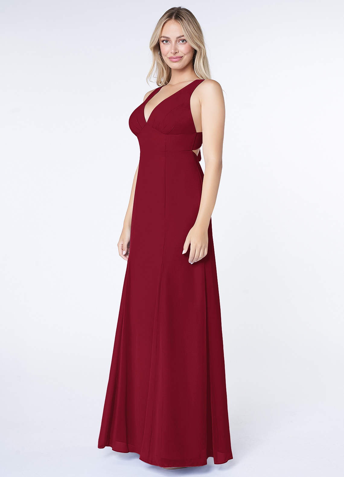 Azazie Burgundy One Shoulder A-Line Bridesmaid Dress hotsell Women's Size C