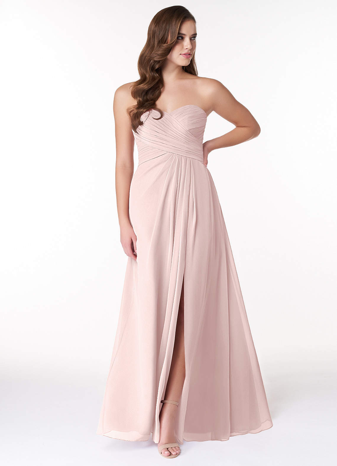 Azazie Arabella Allure Brautjungfernkleider Wandelbar A-Linie Herzausschnitt Chiffon Kleid Zartrosa image1