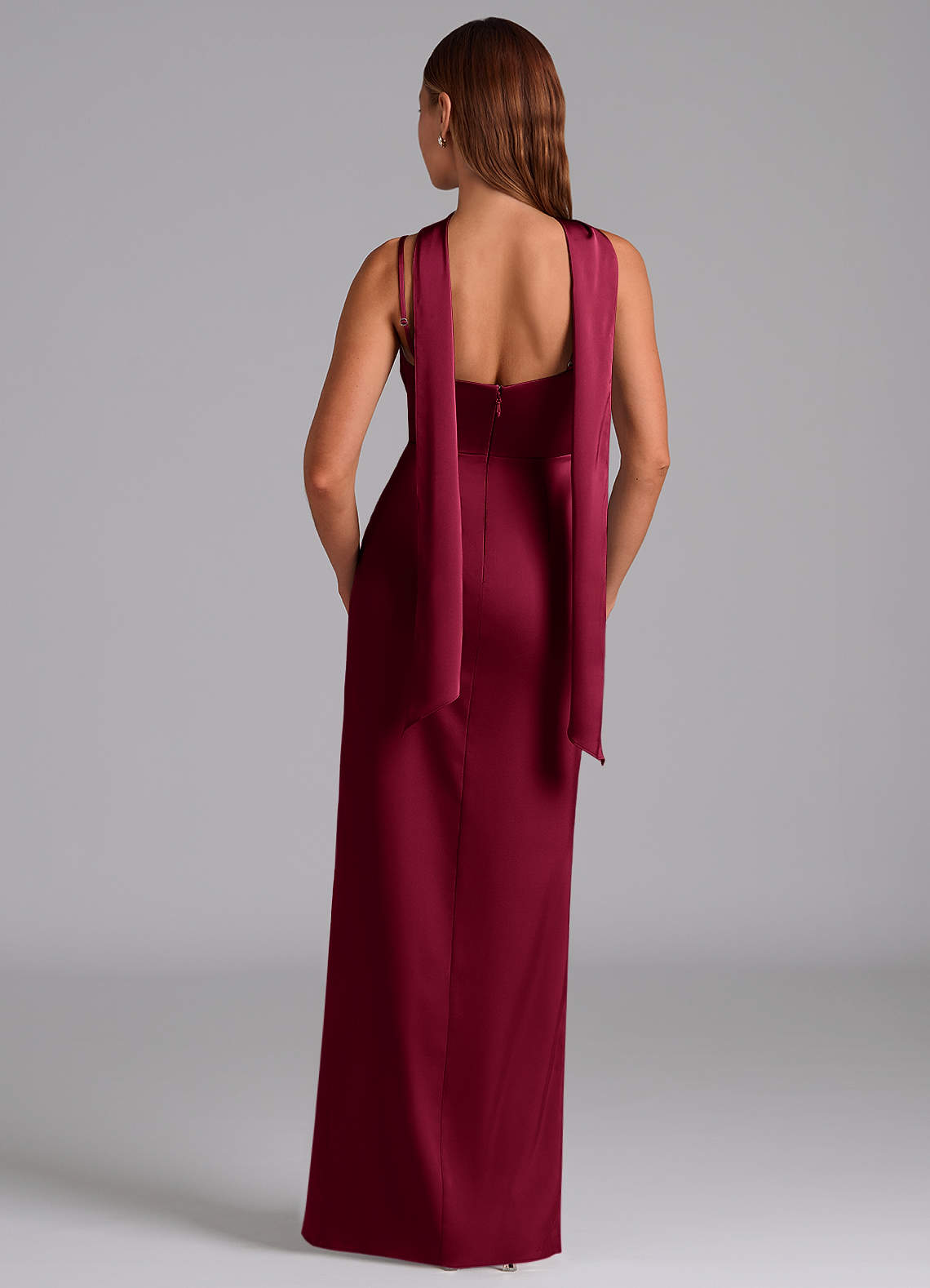 Azazie Calandra Brudtärnklänningar Klä av A-Linje i Stretch Satin Plisserad Bourgogne image3