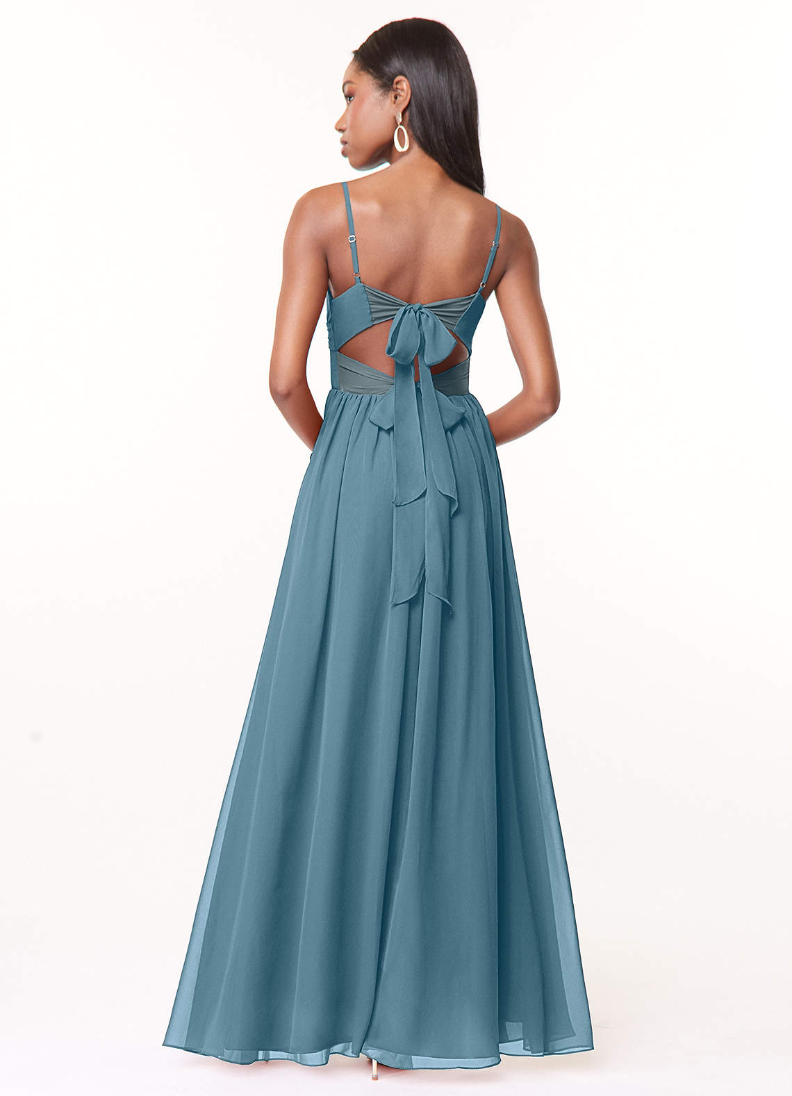 Azazie Zeya Bridesmaid Dresses Bermuda A-Line V-Neck Pleated Chiffon Dress image2