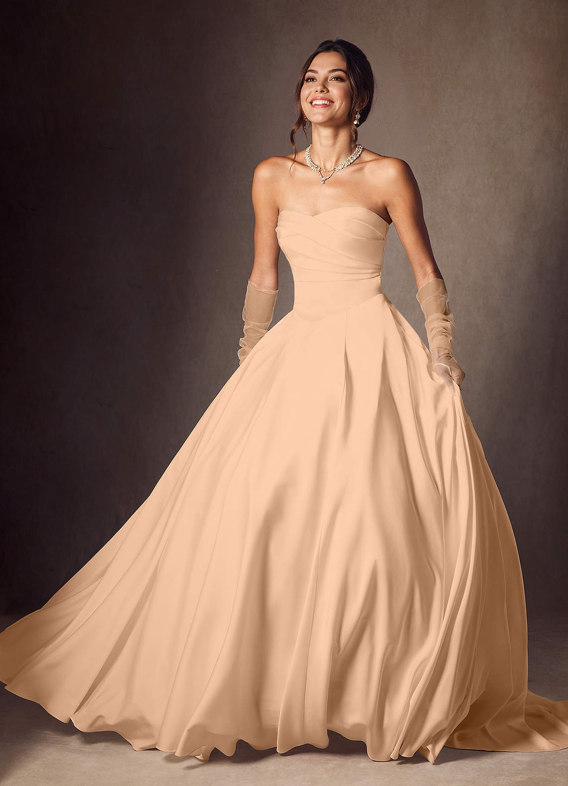Azazie Alta Wedding Dresses English Rose A-Line Strapless Stretch Satin Dress image1