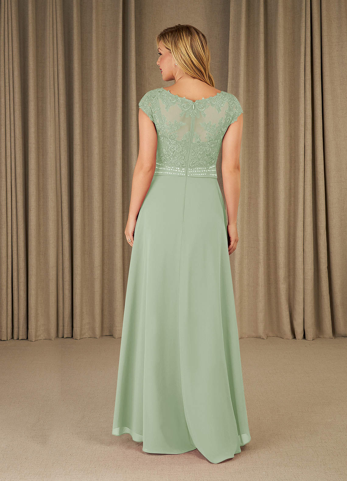 A-Line Ruched Chiffon Asymmetrical Dress Dusty Sage Plus Size
