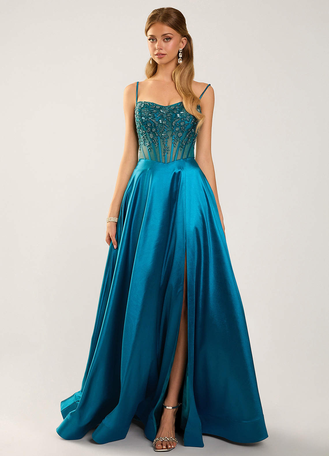 strapless open back dress Jovani Sequin Sheer Prom Dress 24097 main image 1