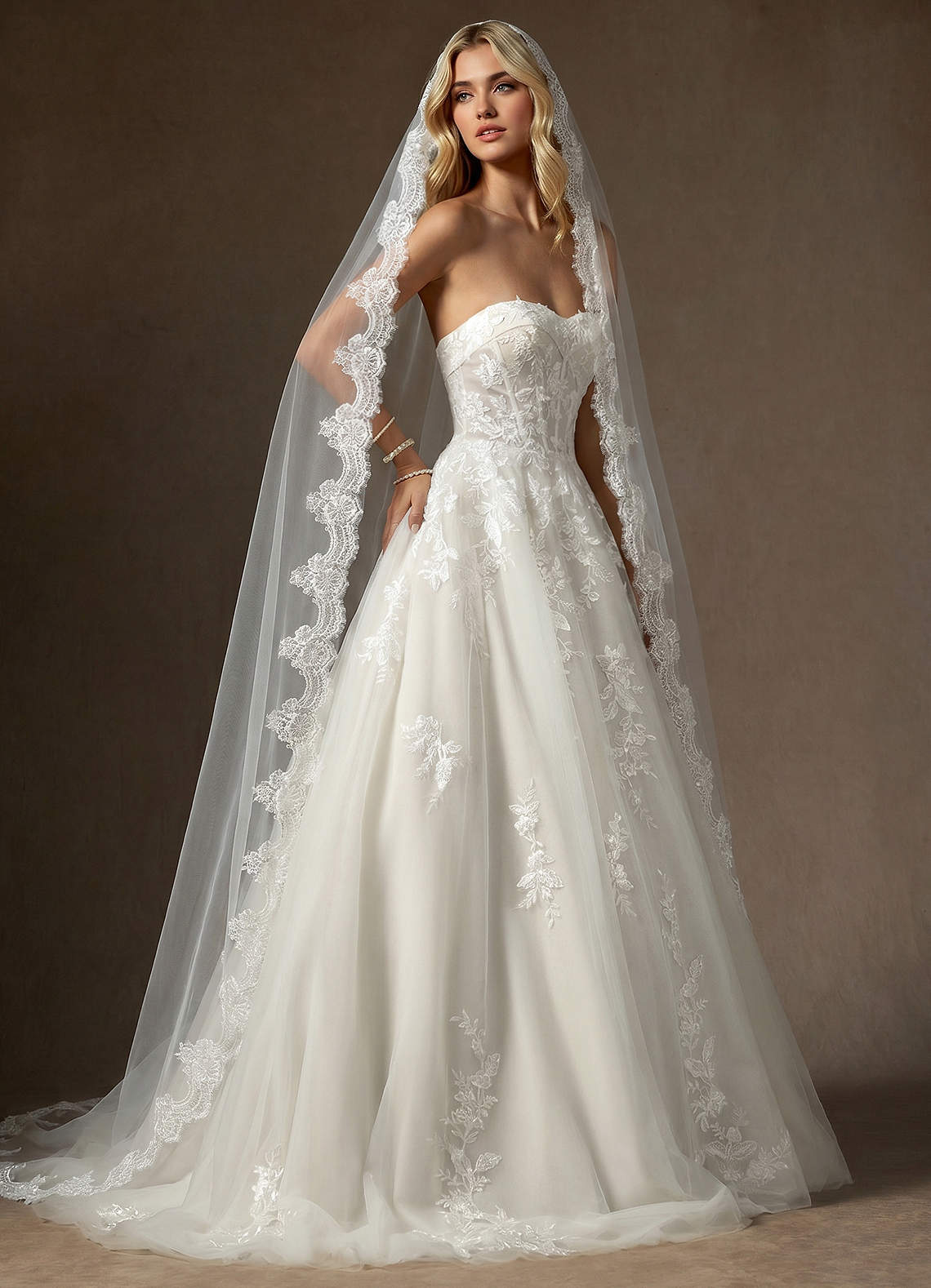 Lace Mantilla Rosalind Cathedral Veil | Azazie CA