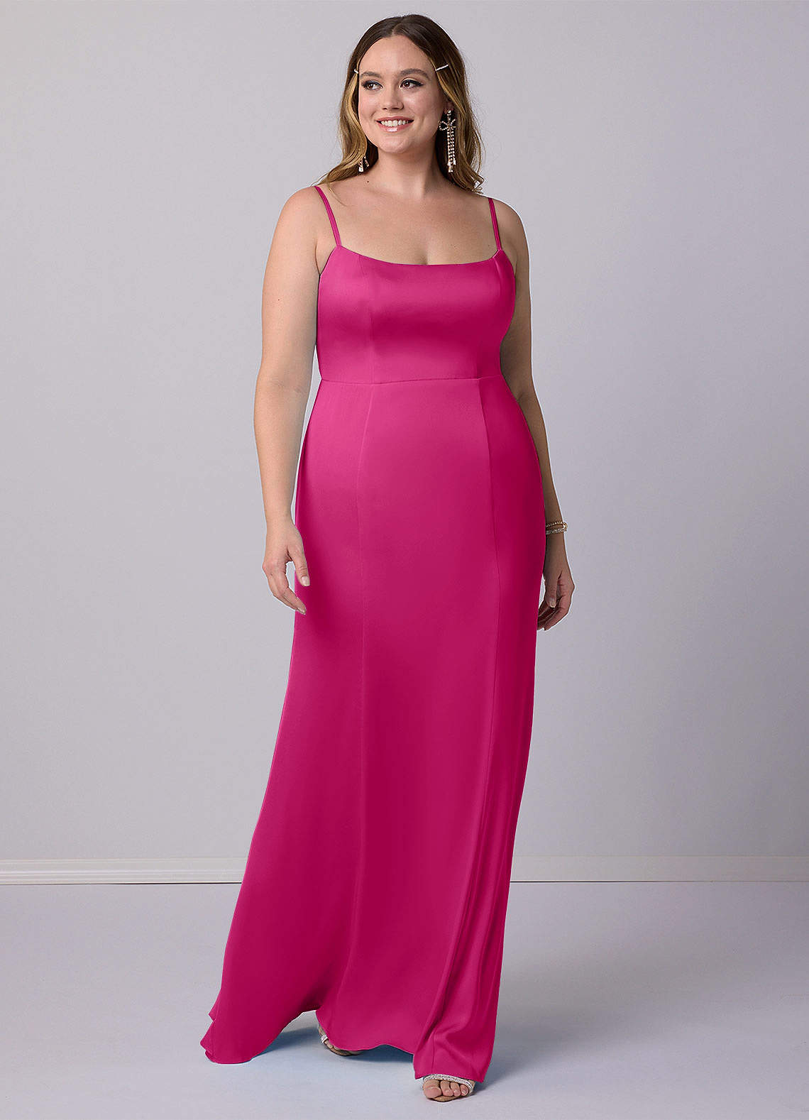 Barbie ♥ Azazie Bridesmaid Dresses Mermaid Bow Stretch Satin Floor-Length Dress image6